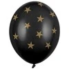 PartyDeco Balionai juodos spalvos "Žvaigždutės" 30cm 6 vnt