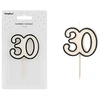 PartyDeco Gimtadienio žvakė numeris 30 5.5cm balta-juoda 79496