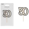 PartyDeco Gimtadienio žvakė numeris 50 5.5cm balta-juoda 79519