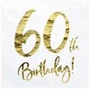 Party Deco Servetėlės 3 sluoksnių "60 gimtadienis" baltos