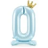 PartyDeco Folinis pastatomas balionas skaičius "0" melsvas 84cm