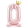 PartyDeco Pastatomas rožinis balionas Skaičius su karūna, 84cm, Skaičius: 0
