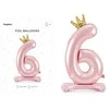 PartyDeco Pastatomas rožinis balionas Skaičius su karūna, 84cm, Skaičius: 6