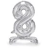 Party Deco Folinis balionas skaičius 8 sidabrinis pastatomas