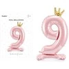 PartyDeco Pastatomas rožinis balionas Skaičius su karūna, 84cm, Skaičius: 9
