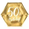 Party Deco Popierinės lėkštutės auksinės "50 gimtadienis" 6vnt