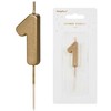 PartyDeco Gimtadienio žvakutė su smeigtuku nr 1 auksinė 4,5cm