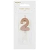 PartyDeco Gimtadienio žvakutė su smeigtuku nr 2 rausvai auksinė 4,5cm