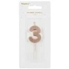 Inspiruj Gimtadienio žvakutė su smeigtuku nr 3 rausvai auksinė 4,5cm