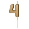 PartyDeco Gimtadienio žvakutė su smeigtuku nr 4 auksinė 4,5cm