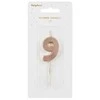 PartyDeco Gimtadienio žvakutė su smeigtuku nr 9 rausvai auksinė 4,5cm