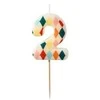 Party Deco PartyDeco gimtadienio žvakė Nr. 2, rombo formos, 55 cm, mišinio spalva 67127