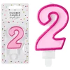 PartyDeco Gimtadienio žvakutė nr 2 rausva 7cm