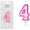 PartyDeco Gimtadienio žvakutė nr 4 rausva 7cm