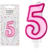 PartyDeco Gimtadienio žvakutė nr 5 rausva 7cm