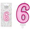PartyDeco Gimtadienio žvakutė nr 6 rausva 7cm