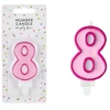 PartyDeco Gimtadienio žvakutė nr 8 rausva 7cm