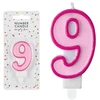 PartyDeco Gimtadienio žvakutė nr 9 rausva 7cm