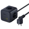 Baseus EnerFill FA11 67W ilgintuvas, USB-A + USB-C kubas + 3 x EU lizdai 1.5m – juodos spalvos