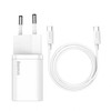 Baseus TZCCSUP-L02 Super Si greitas įkroviklis USB-C 25W + duomenų kabelis USB-C į USB-C 1m, baltas (pažeista pakuotė)