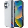 BMW BMHCP16S23HTFEG Apple iPhone 16 6.1″ pilkas kietas dėklas Motorsport IML Vertical Stripe