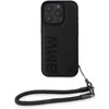 BMW Leather Signature and Strap Apple iPhone 16 Pro dėklas telefonui juodos spalvos