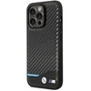 BMW BMHCP14L22NBCK Apple iPhone 14 Pro 6,1" dėklas telefonui juodos spalvos Leather Carbon