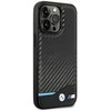 BMW BMHCP14L22NBCK Apple iPhone 14 Pro 6,1" dėklas telefonui juodos spalvos Leather Carbon