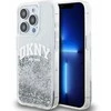 DKNY Liquid Glitter Arch Logo dėklas telefonui Apple iPhone 14 Pro skaidrus