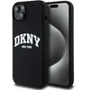 Apple iPhone 14 Plus / 15 Plus DKNY dėklas Liquid Silicone Baltas Printed Logo MagSafe (DKHMP15MSNYACH) juodos spalvos