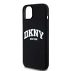Apple iPhone 14 Plus / 15 Plus DKNY dėklas Liquid Silicone Baltas Printed Logo MagSafe (DKHMP15MSNYACH) juodos spalvos