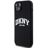 Apple iPhone 14 Plus / 15 Plus DKNY dėklas Liquid Silicone Baltas Printed Logo MagSafe (DKHMP15MSNYACH) juodos spalvos