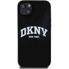 Apple iPhone 14 Plus / 15 Plus DKNY dėklas Liquid Silicone Baltas Printed Logo MagSafe (DKHMP15MSNYACH) juodos spalvos