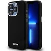Apple iPhone 15 Pro DKNY dėklas Liquid Silicone Small Metal Logo MagSafe (DKHMP15LSMCHLK) juodos spalvos