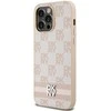 Apple iPhone 15 Pro Max DKNY dėklas odinis Checkered Mono Pattern & Printed Stripes (DKHCP15XPCPTSSP) rožinės spalvos