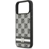 DKNY PU Leather Checkered Pattern and Stripe dėklas skirtas Apple iPhone 17 Pro Max juodos spalvos