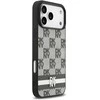 DKNY PU Leather Checkered Pattern and Stripe dėklas skirtas Apple iPhone 17 Pro Max juodos spalvos