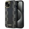 Apple iPhone 13 / 14 / 15 DKNY Hardcase Leather Checkered Mono Pattern MagSafe (DKHMP15SPCPVSLK) dėklas telefonui juodos spalvos