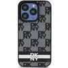 Apple iPhone 15 Pro DKNY odinis dėklas Checkered Mono Pattern & Printed Stripes (DKHCP15LPCPTSSK) juodos spalvos