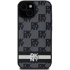 Apple iPhone 13 / 14 / 15 DKNY odinis dėklas Checkered Mono Pattern & Printed Stripes (DKHCP15SPCPTSSK) juodos spalvos
