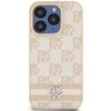 Apple iPhone 15 Pro DKNY odinis dėklas Checkered Mono Pattern & Printed Stripes (DKHCP15LPCPTSSP) rožinės spalvos