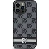 Apple iPhone 15 Pro Max DKNY dėklas odinis Checkered Mono Pattern & Printed Stripes (DKHCP15XPCPTSSK) juodos spalvos