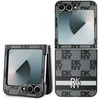 DKNY PU Leather Checkered Pattern and Stripe Samsung Galaxy Z Flip6 dėklas telefonui juodos spalvos
