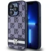 DKNY PU Leather Checkered Pattern and Stripe dėklas telefonui Apple iPhone 15 Pro Max mėlynos spalvos