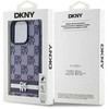 DKNY PU Leather Checkered Pattern and Stripe dėklas telefonui Apple iPhone 15 Pro Max mėlynos spalvos
