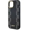 DKNY DKHMP15SPCPVSLK Apple iPhone 15 14 13 6.1″ juodos spalvos kietas dėklas Leather Checkered Mono Pattern MagSafe