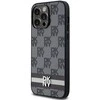 Apple iPhone 15 Pro Max DKNY dėklas odinis Checkered Mono Pattern & Printed Stripes (DKHCP15XPCPTSSK) juodos spalvos
