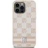 Apple iPhone 15 Pro Max DKNY dėklas odinis Checkered Mono Pattern & Printed Stripes (DKHCP15XPCPTSSP) rožinės spalvos