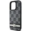 Apple iPhone 15 Pro DKNY odinis dėklas Checkered Mono Pattern & Printed Stripes (DKHCP15LPCPTSSK) juodos spalvos
