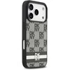 DKNY PU Leather Checkered Pattern and Stripe dėklas skirtas Apple iPhone 17 Pro juodos spalvos